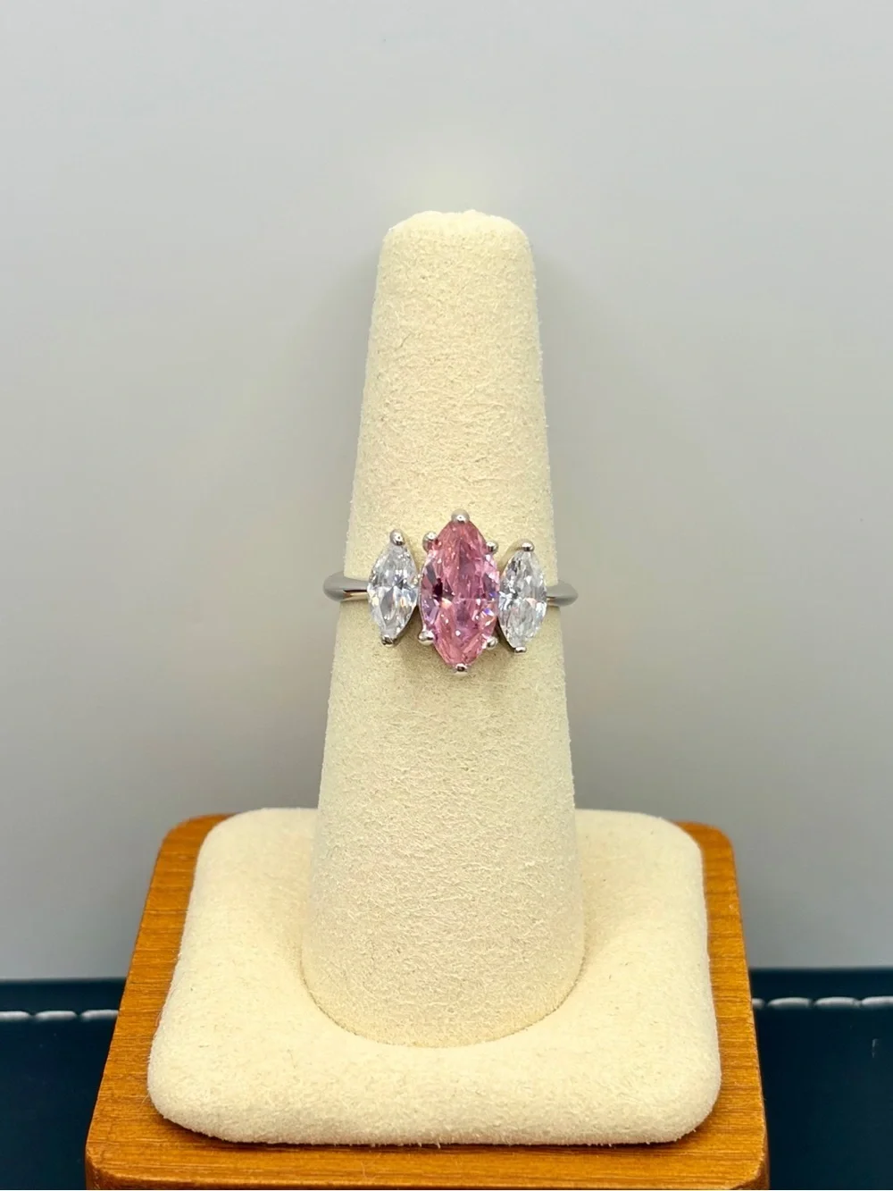 Sparkling Pink Marquise Trio Ring